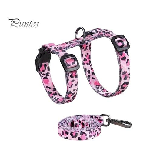 

Набор шлейки и поводка для кошек, устойчивый к побегу, мягкий регулируемый шлейка для котенка, прогулочная тяговая веревка для маленьких, средних и больших кошек 1 розовый