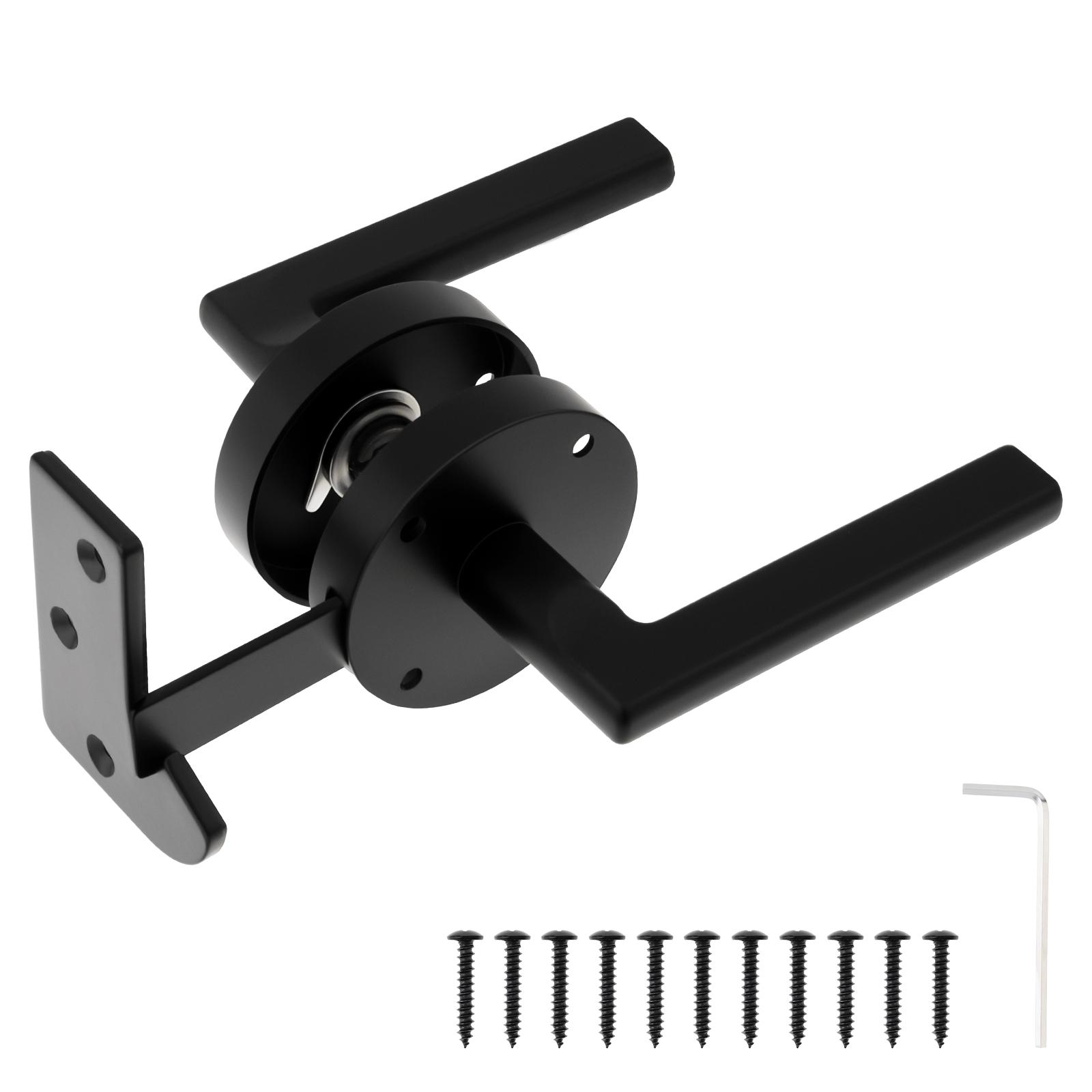 

Сверхпрочный двусторонний качающийся засов для ворот, черный, самозапирающийся, включает винты, гаечный ключ, для деревянного забора, сада, заднего двора