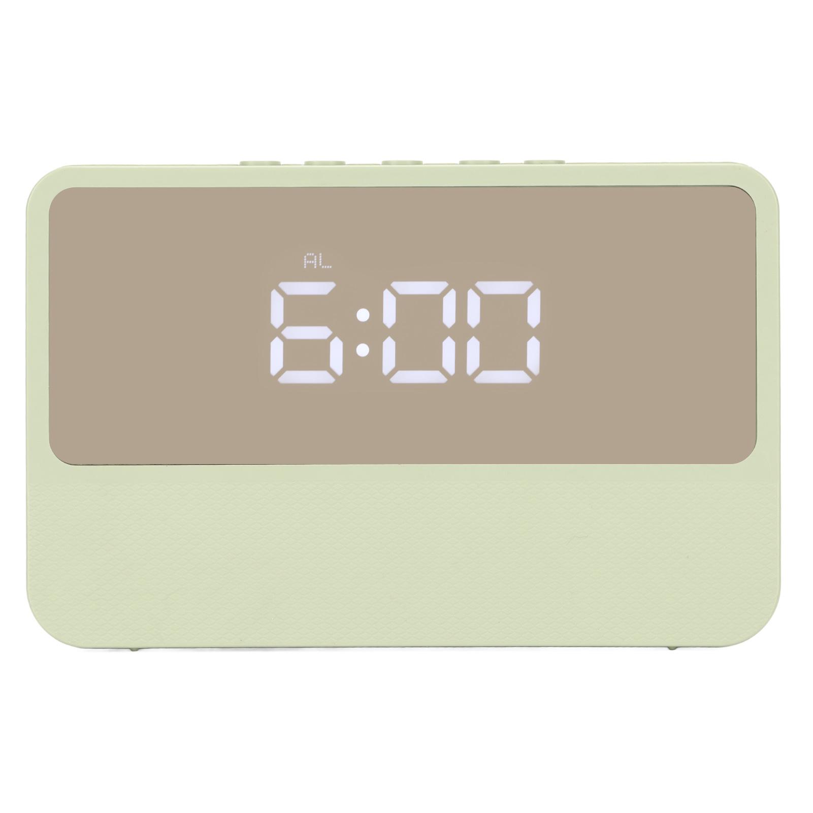 

Mirrored Digital Alarm Clock Two Power Supply Methods Silence LED Digital Clock with Night Mode for Home Green
