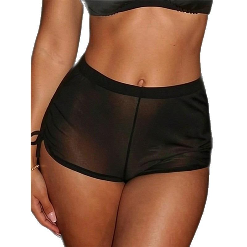 Women Solid Color Tie Side Bikini Swim Shorts