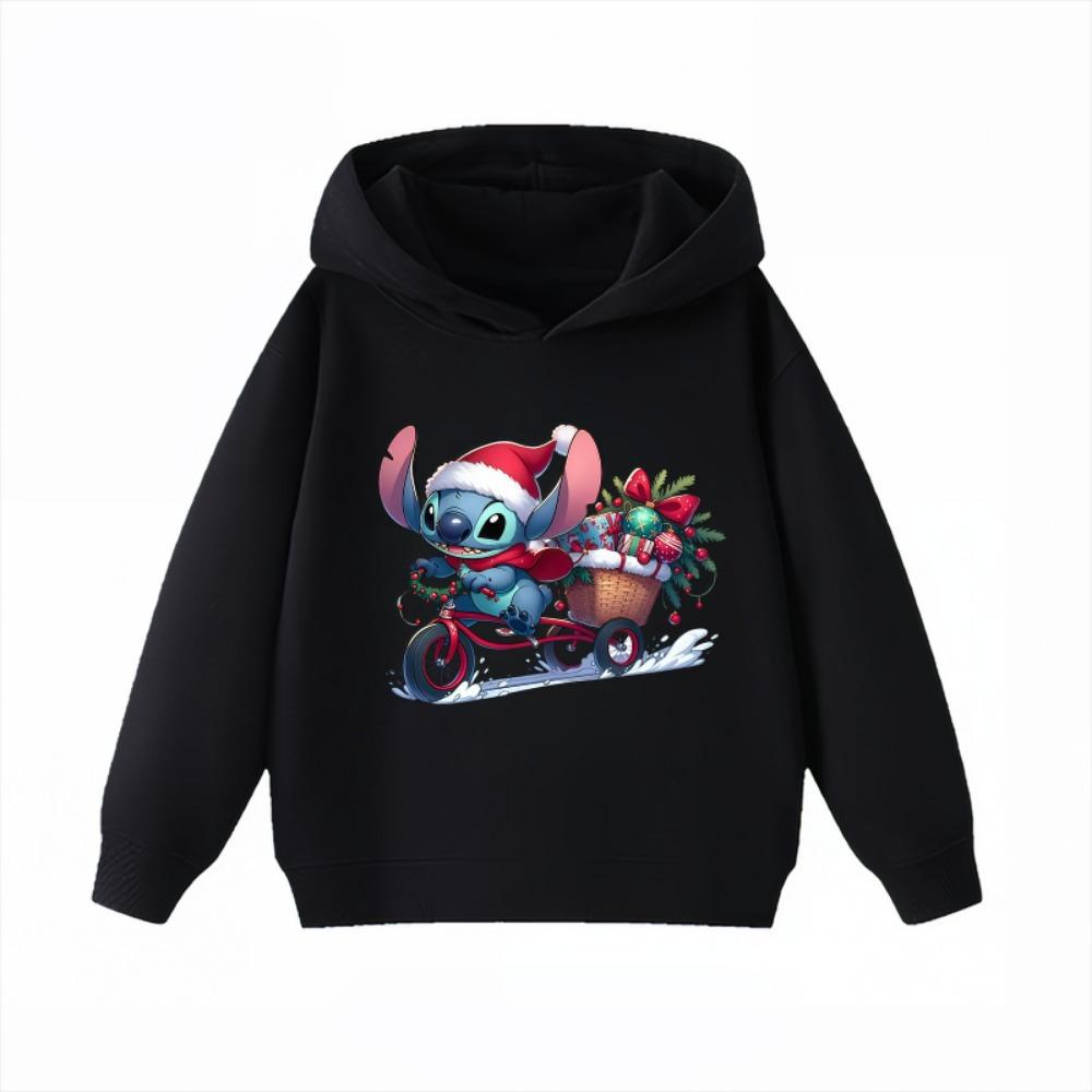 Disney Christmas Clothes Stitch Children's Hoodies Boys' and Girls' Clothing Autumn and Winter Warm Childrens Hooded Sweatshirts