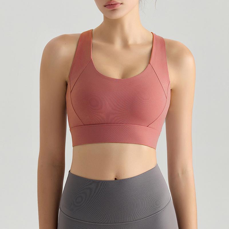 Shockproof High-Intensity Sports Bra with Fixed Cups & Seamless Back Clasp