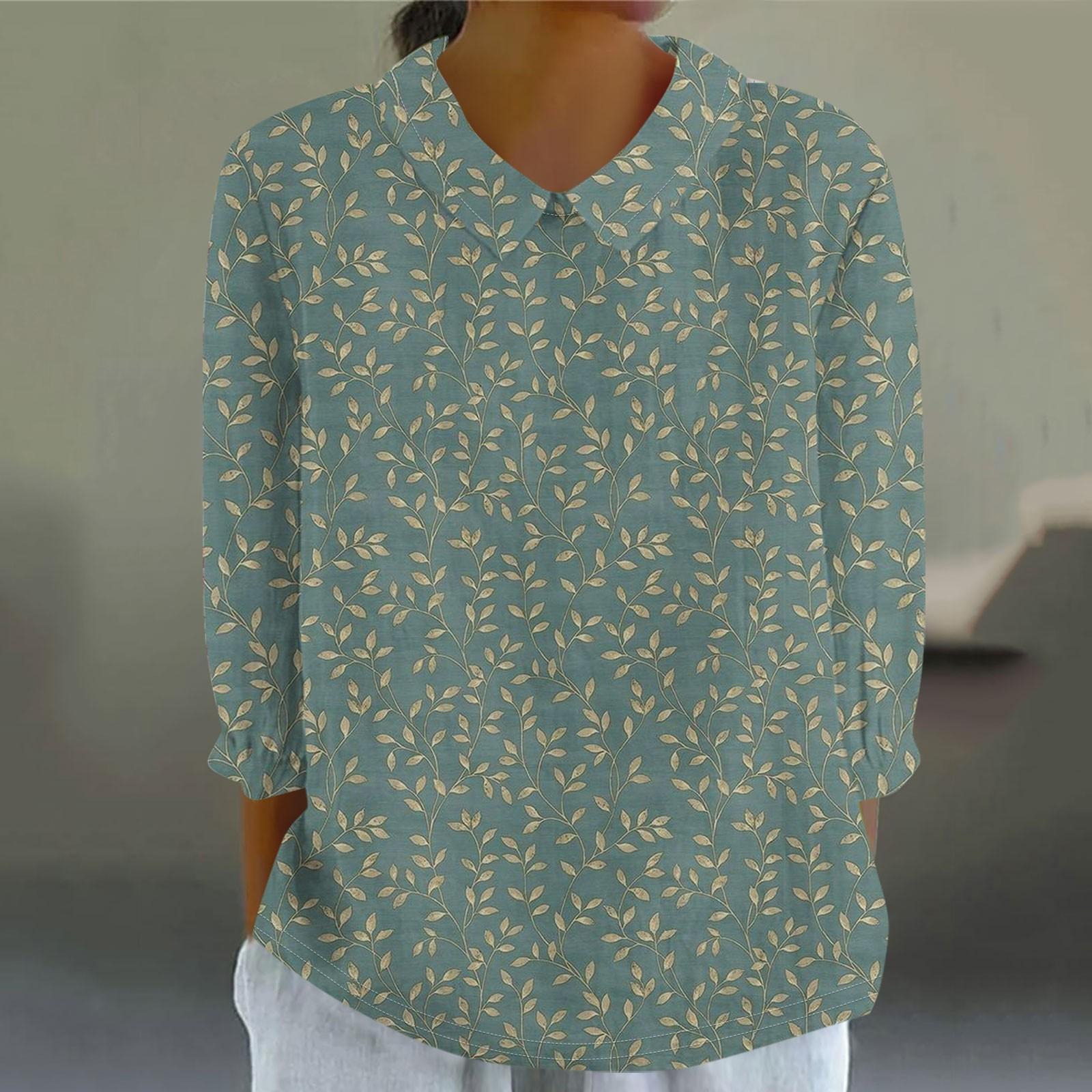 

Женская мода, свободная рубашка с цветочным принтом и воротником-куклой с семью рукавами, повседневный топ на пуговицах XXXXL