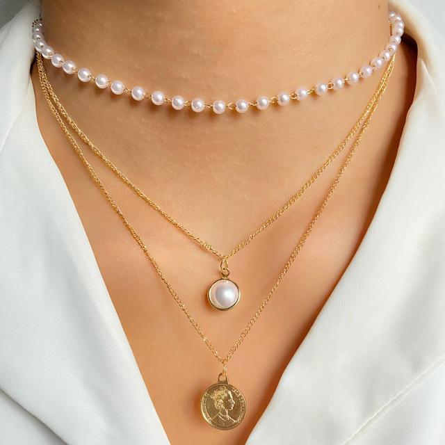 Jemné perlové květinové mašličkové choker náhrdelníky Dlouhý řetízek s přívěskem perlového srdce ve zlatém tónu Náhrdelníky s přívěskem mince Pro stylové šperky Ženy Elegantní Květinové náhrdelníky