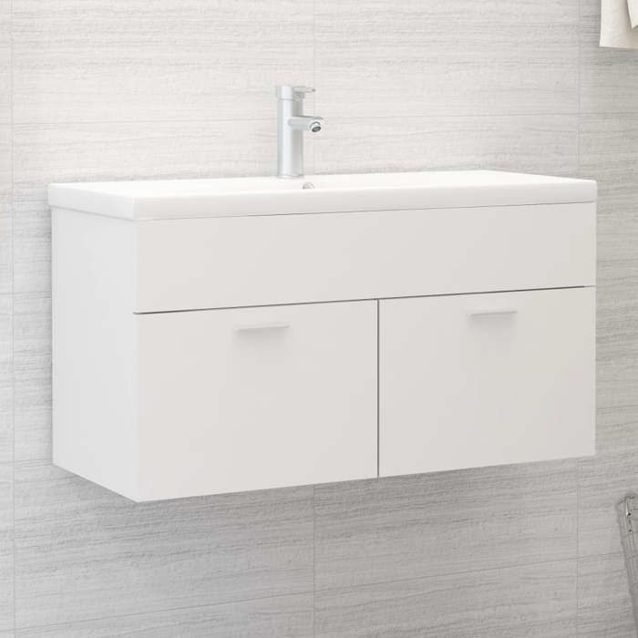 VidaXL Armoire d'Evier avec Lavabo Intégré Meuble de Rangement Placard de Salle de Bain Armoire de Rangement Toilette 3071288