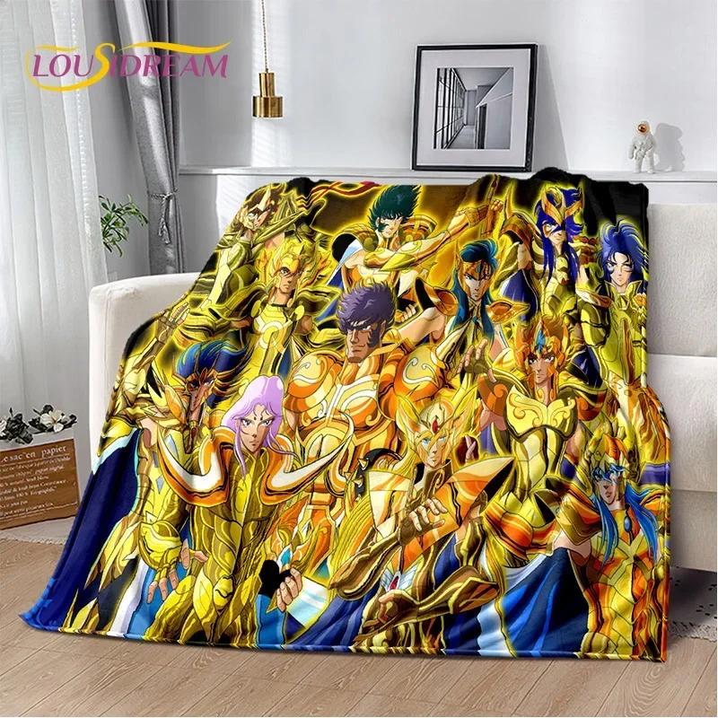 Cartoon Saint Seiya 3D Retro Soft Flannel Blanket for Beds Bedroom Sofa Picnic,Throw Blanket for Cover Outdoor Leisure Nap Gift