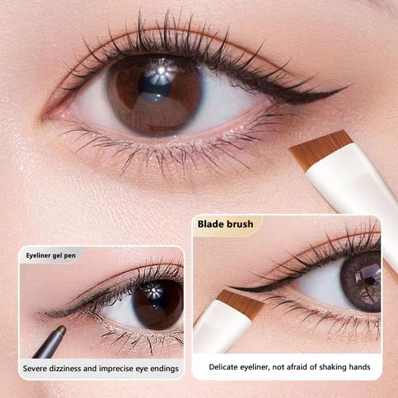 Klingen Eyeliner Pinsel Ultra Dünn Fein Winkel Flach Augenbrauenpinsel Unter dem Auge Make-up Pinsel Präziser Detailpinsel Weiß
