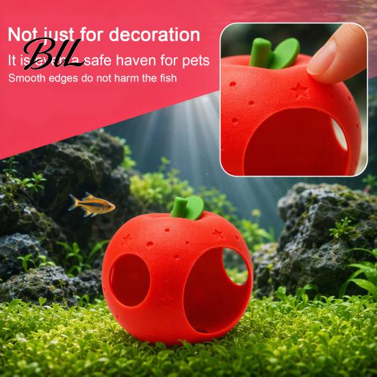 Fish Tank Cave Decorations Fruit Aquarium Hide Cave, Apple Pitaya Hideout, 3D Safe Shelter for Water Pets Printed Decorative Betta And Shrimp Breeding