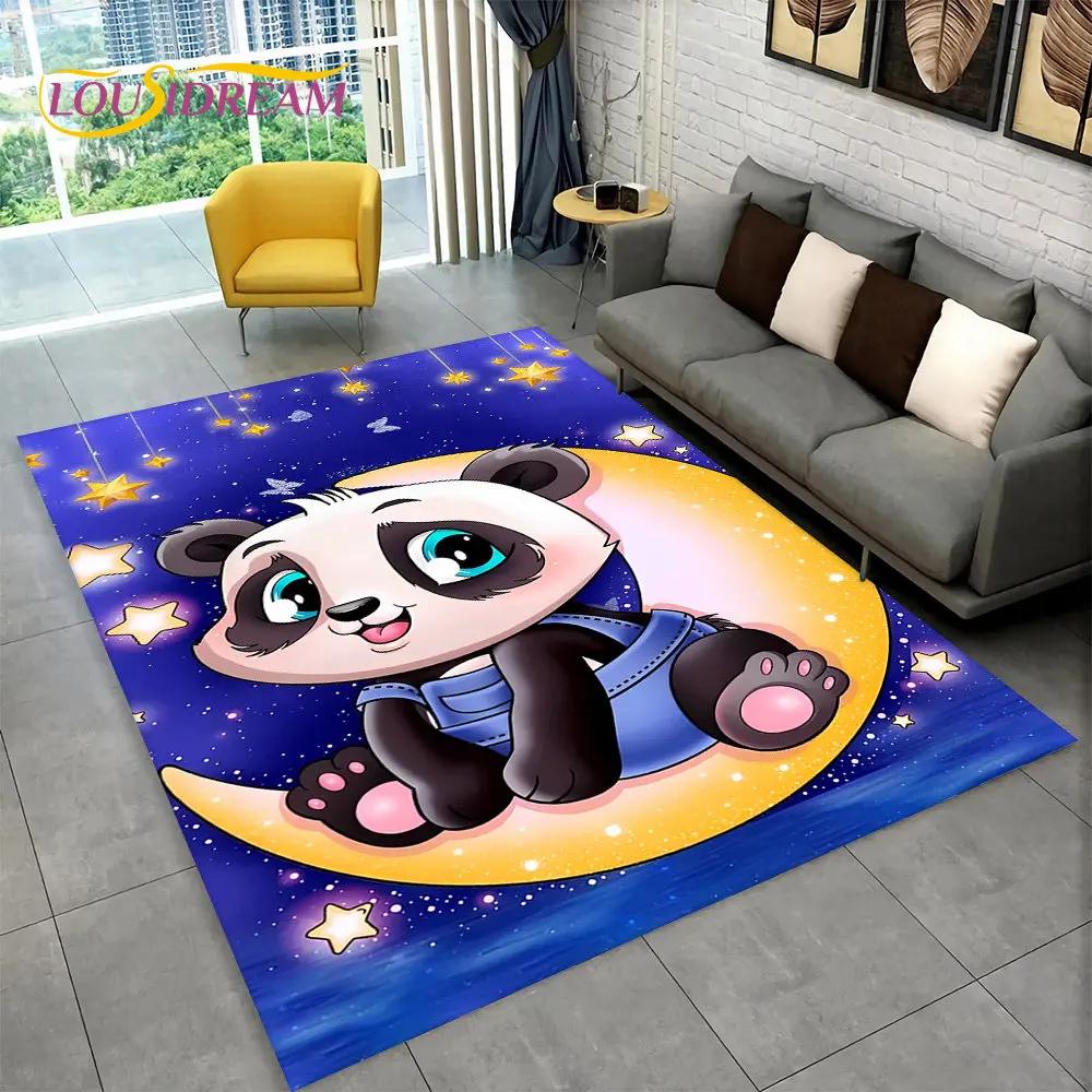 Dywan z motywem zwierząt z kreskówek Panda, dywanik do salonu, sypialni dziecięcej, sofy, wycieraczki, kuchni, antypoślizgowa mata podłogowa
