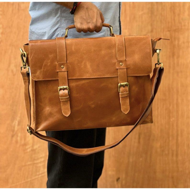 Leather Messenger Bag Laptop Bag Mens Leather Briefcase Crossbody Bag Satchel Bag Computer Bag Christmas Gifts Leather Bags Shoulder for Him