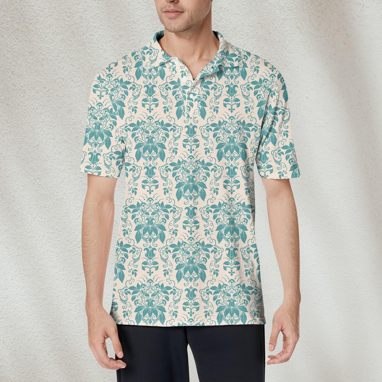 

Мужская модная рубашка с коротким рукавом из мягкого хлопкового воротника с принтом XL