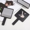 1pc Square Handheld Women Travel Makeup Mirror Chic Handle Dual-Use Desktop Personalized Gift Initial Name 26 Letters Pattern