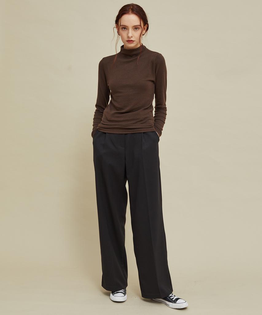Manavis Seven Fw Long Wide Slacks Black