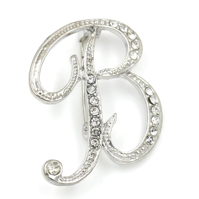 Trendy 26-Letter Rhinestone Brooch Pin - Fashion Accessory for Clothing & Bags