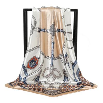 New European and American Printed Silk Square Scarf Fashion Women's Versatile Bag Headscarf Professional Scarf Silk Scarf