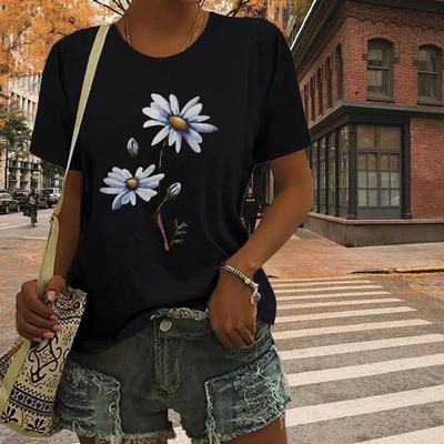 Fashion Women Simple Bouquet Print T Shirt Funny Casual O-neck Short Sleeves T-shirt Summer Female Tee Shirt
