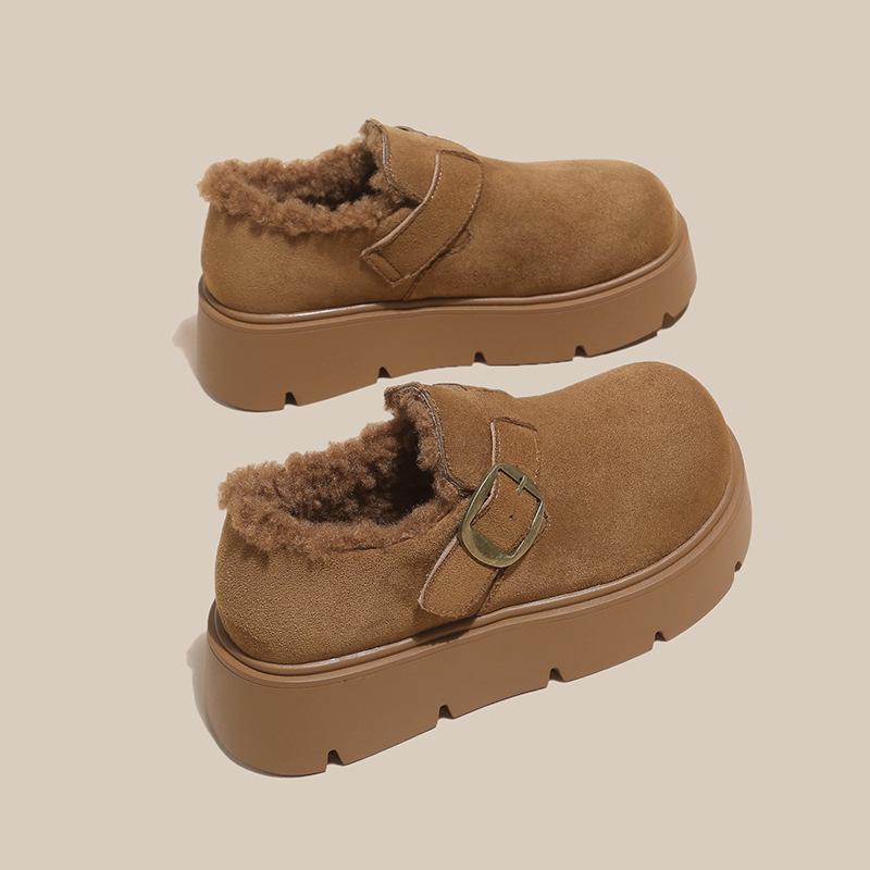 Women's soft elastic thick sole heightening winter fur one warm cold padded snow boots non-slip wear casual sports short cotton boots