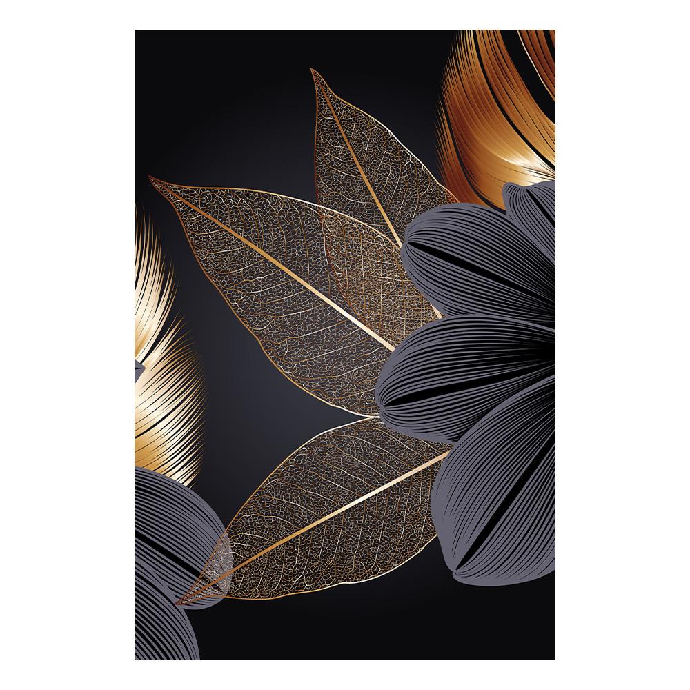 Black Golden Plant Leaf Canvas Poster Print Modern Home Decor Abstract Wall Art Painting Nordic Living Room Decoration Picture