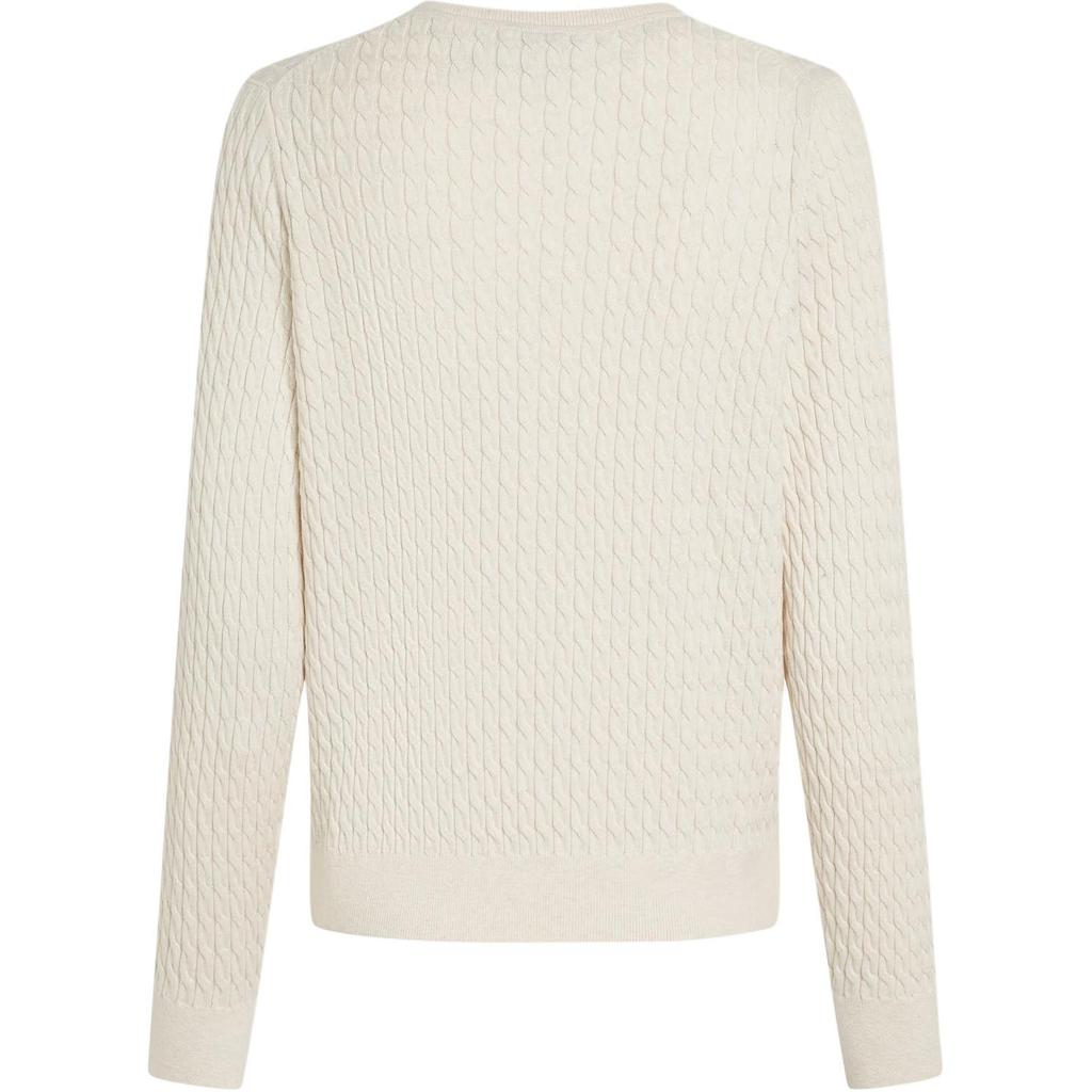 Tommy Hilfiger Solid Color V-Neck Straight Long Sleeve Knit Sweater Women sweater Beige WW0WW44987-0F5