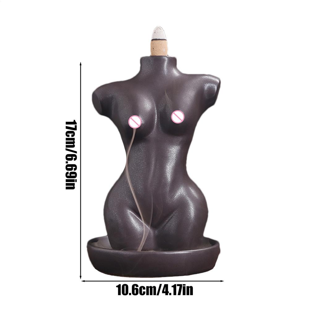 Ceramic Backflow Censer for Tea Room Home Decoration Female Body Design Purify Air Aromatherapy Ornament Cone Incense Burner
