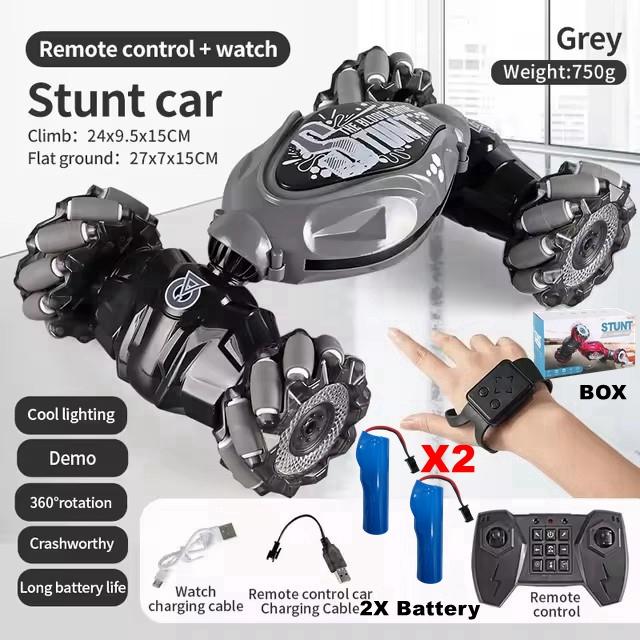 Rc Drift Car With Music Led Lights 2.4g Gesture Radio Remote Control Spray Stunt Car 360° Rotating Climbing Car Toys Gift