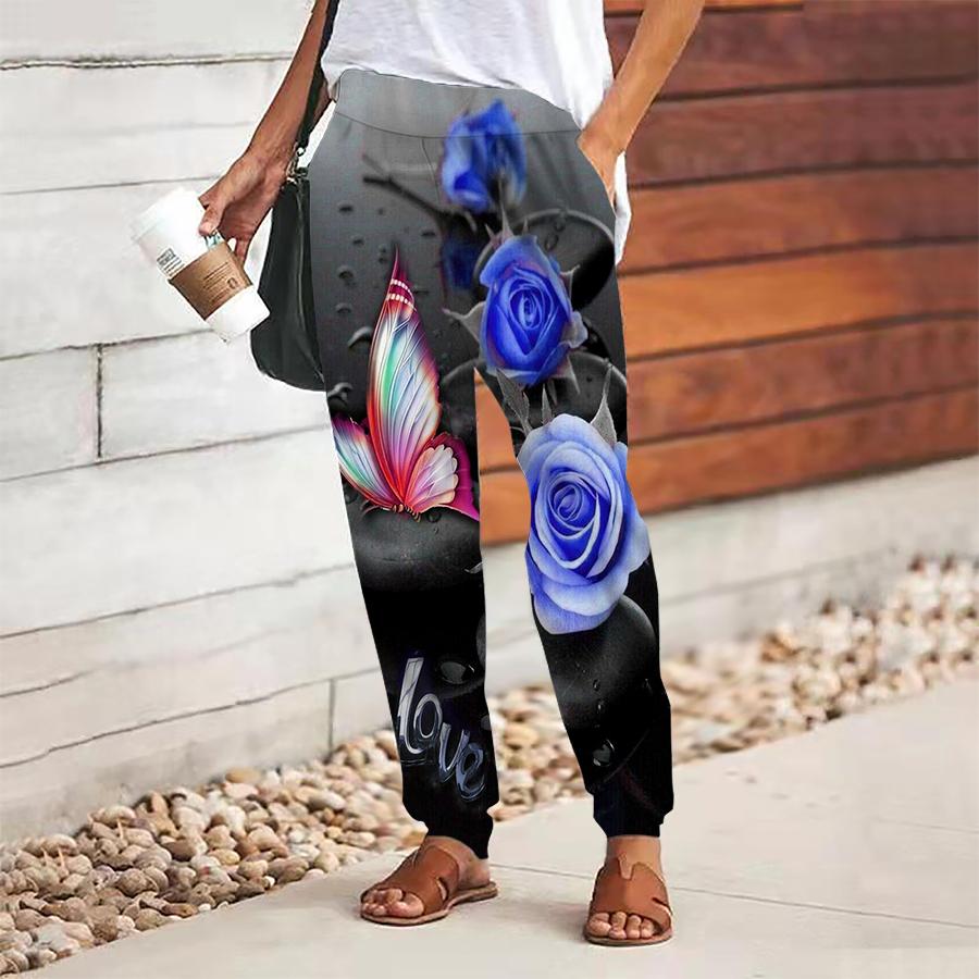 

Женские брюки с принтом бабочек, на шнуровке, с эластичной талией, свободные, повседневные длинные брюки, брюки с карманами XS