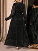 Plus Size V-Neck Long-Sleeve Evening Gown with Slit - Spring/Autumn