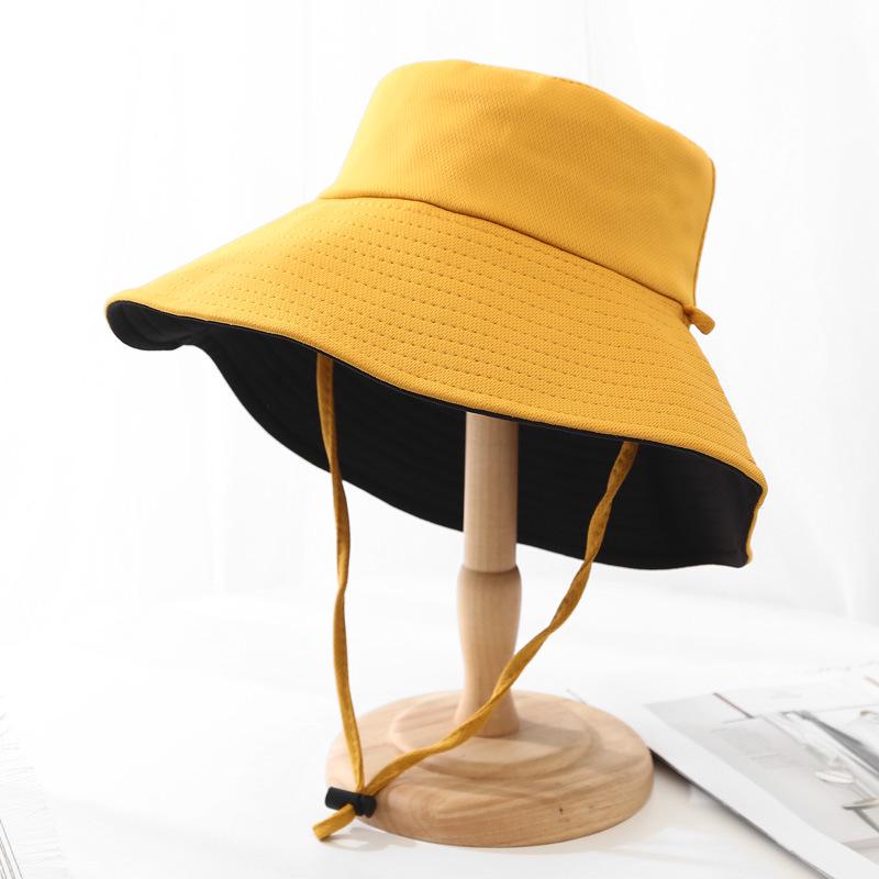 Simple Bucket Hat Women's Solid Color Double-sided Big-brimmed Sun Hat Tide Outdoor Sun Hat Foldable Basin Hat