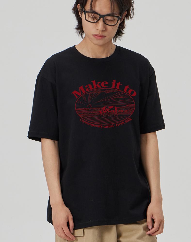 Make It Two [Fresh Milk] Crew Neck Tee_Black L