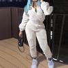 European & American Women's Solid Color Long Sleeve Plush Suit - Autumn/Winter Fashion Casualwear