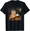 Funny Cat In Baseball Cap Drinking Beer Pour T-Shirt