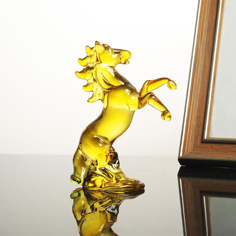 Crystal Horse Figurine 2026 Zodiac Horse Statue Home Desktop Bookshelf Office Ornament Horse Decor Feng Shui Bring Fortune