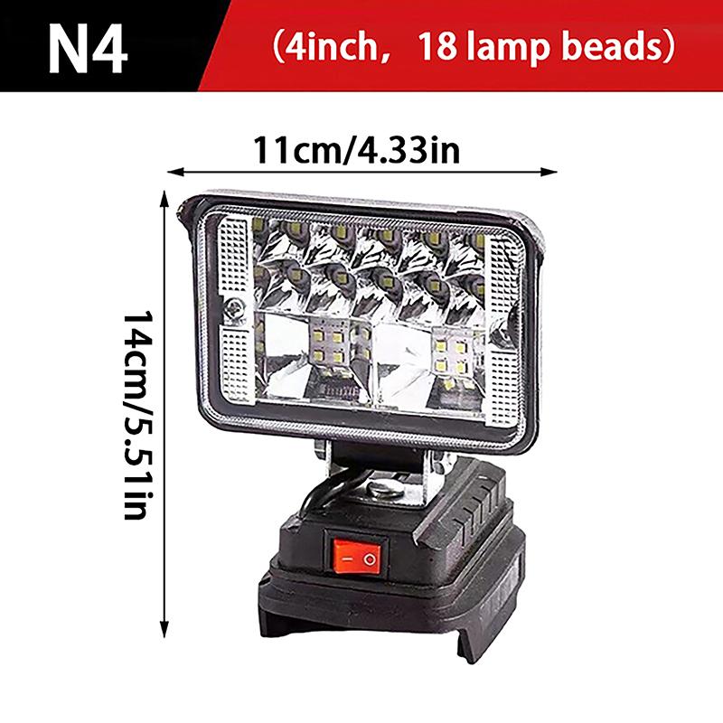 Per batteria Makita 18V Li-Ion Luce da lavoro a LED Torcia 3/4 di pollice Lampada portatile di emergenza Proiettore Lampada da campeggio