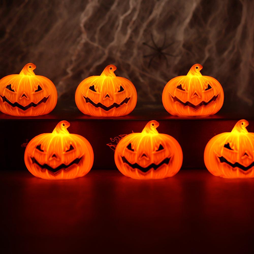6pcs Halloween LED Pumpkin Lights, Pumpkin Tea Lights, Small Pumpkin Statue Lights, Battery Operated Lights for Halloween