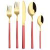 5Pcs Dinnerware Set Stainless Steel Tableware Set Knife Fork Spoon Dinner Set Black Gold Cutlery Set Kitchen Service for 6