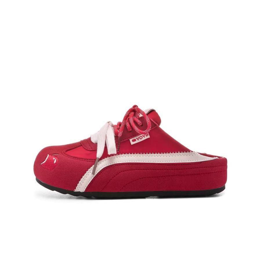 Thick-soled women's new summer pedal bag head slippers chew half apple cute school style versatile