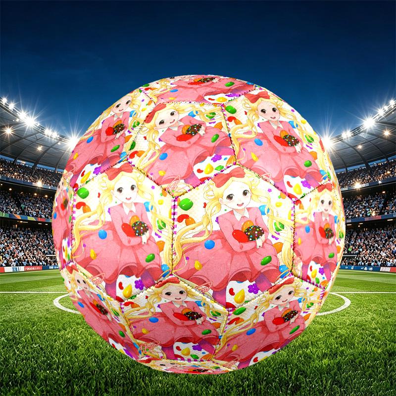 Candy Crush Saga Print Size 5 Soccer Ball, PU Wear Resistant Football for Match Training and Daily Practice, Birthday Gift for Soccer Fans