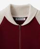 BLOND9 Shawl Collar Raglan Knit Zip-Up_Deep Red