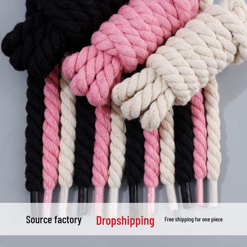 Air Force One Hampetau Skolisser - Tykke 7mm Runde, Svart/Beige, Unisex, Passer Warrior/Dunk Stiler.