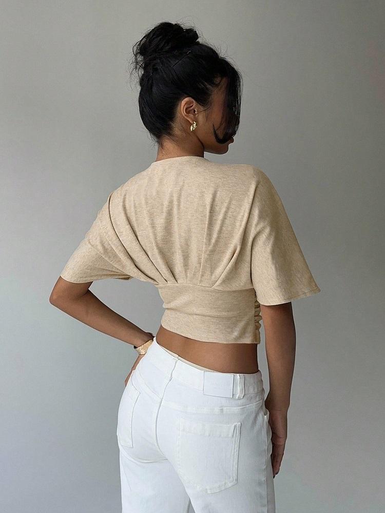 Short Sleeve Plus Size Sexy Navel Exposed Casual Loose T Shirt Crop Tops Women Summer T-shirt