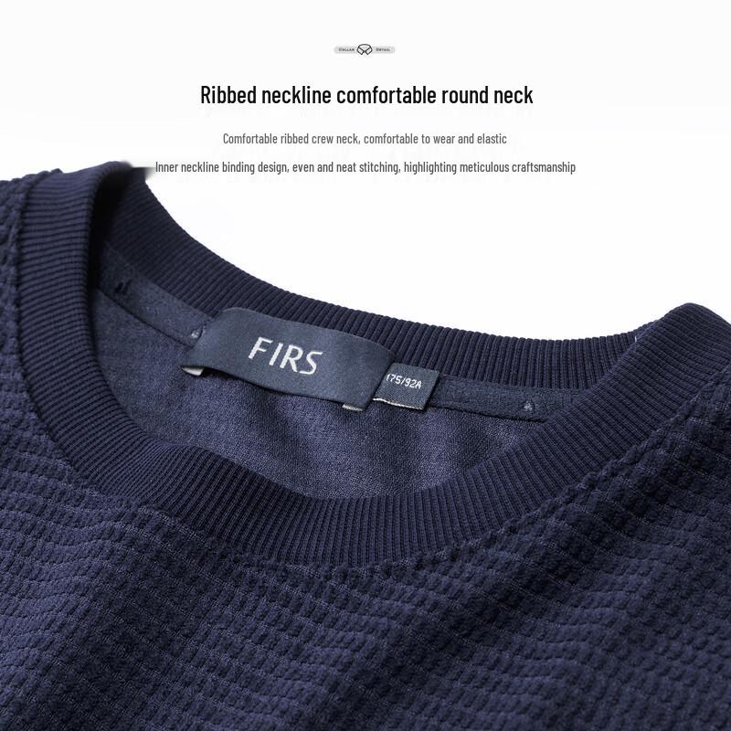 Shanshan Men's Waffle-Knit Round Neck Pullover Sweatshirt
