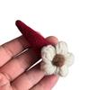 Autumn/Winter Forest-Style Knitted Flower Hair Clip for Bangs