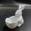 3D Printed Rabbit Bowl Easter Bunny Candy Bowl, Cute Holding Figurine, DIY Paintable White Desk Blank Decor for Living Room Office, Versatile Trinket