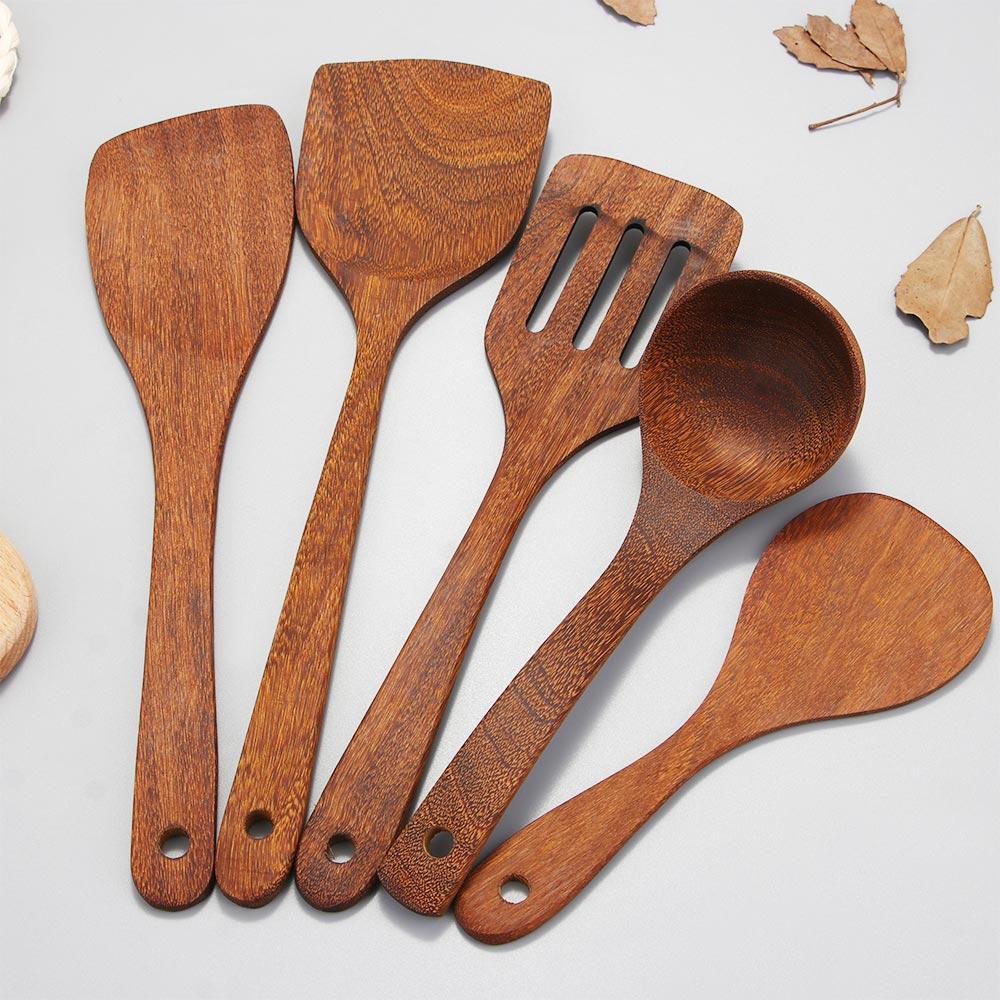 Wooden Nonstick Pan Meat Kitchen Tools Soup Scoop Ladle Cooking Shovel Rice Spatula Mixing Spoon