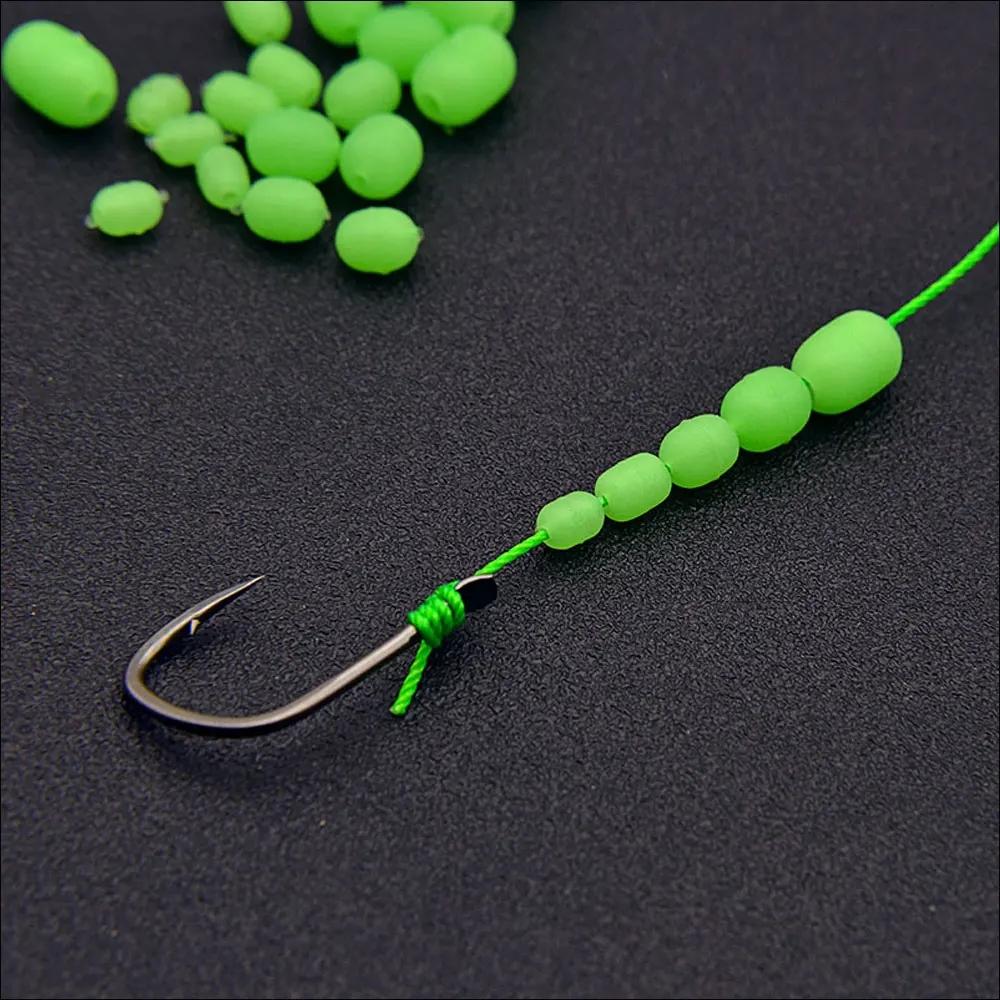 100pcs Green Saltwater Fishing Cylindrical Soft Rubber Luminous Beads Glowing Stopper Fishing Hook Lure Accessories