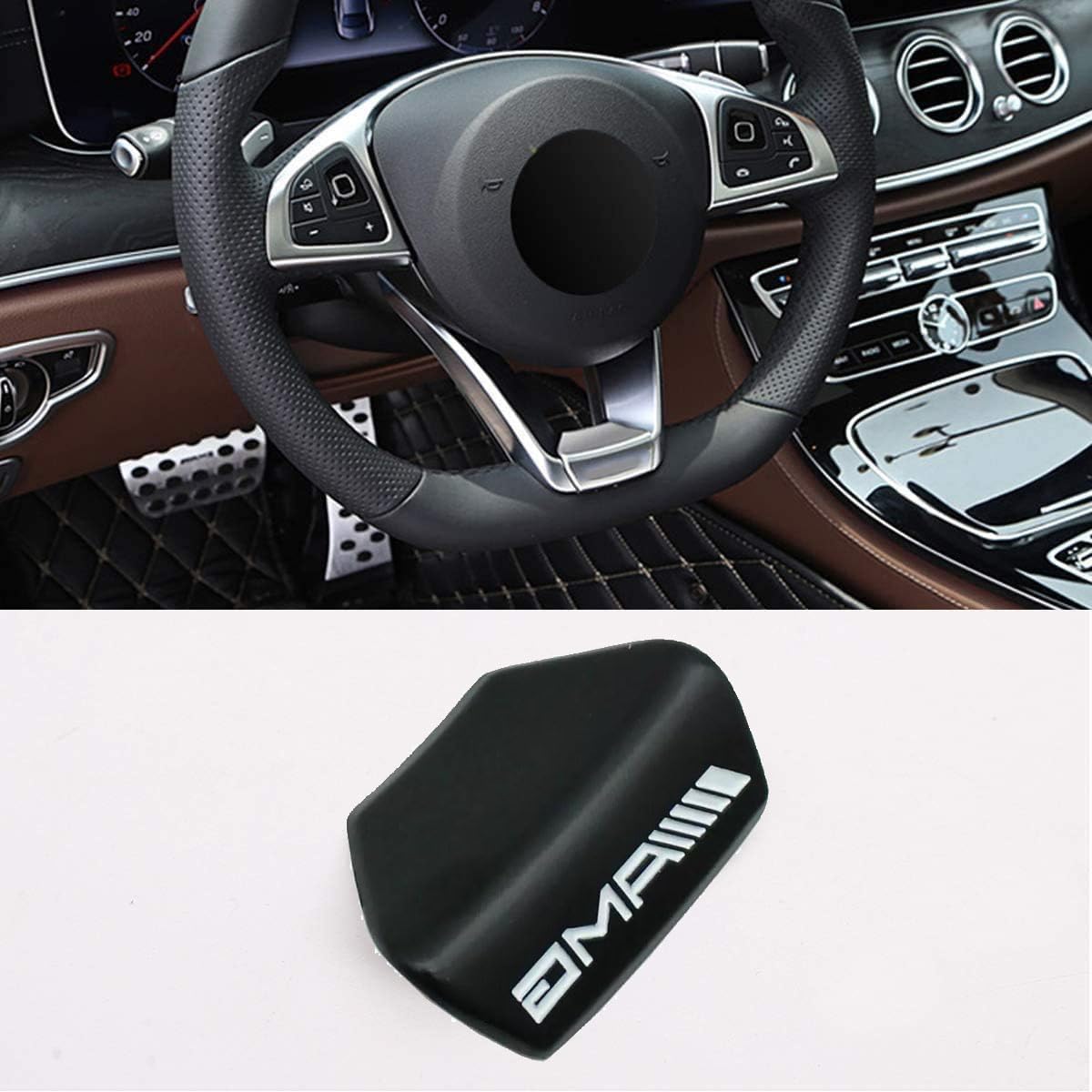 

Эмблема двойного рулевого колеса с логотипом AMG, совместимая с Mercedes-Benz A B C E GLA чёрный