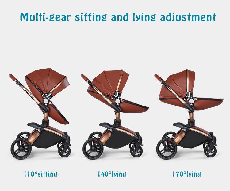 360° Rotating Baby Stroller: High View, Reclines, Foldable, Shock-Absorbing Eggshell Design
