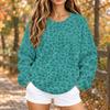 Women's Comfortable Loose Fit Crewneck Raglan Sweatshirt with Leopard Print for Casual Wear