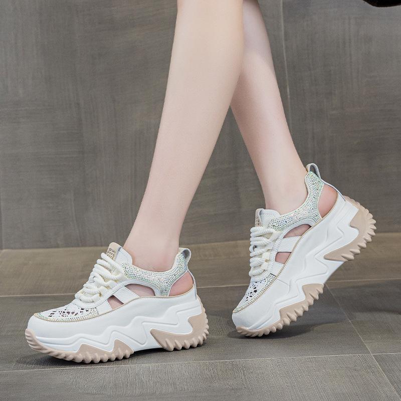 Inner height increase CM dad shoes women s spring new versatile thick sole hollow 34