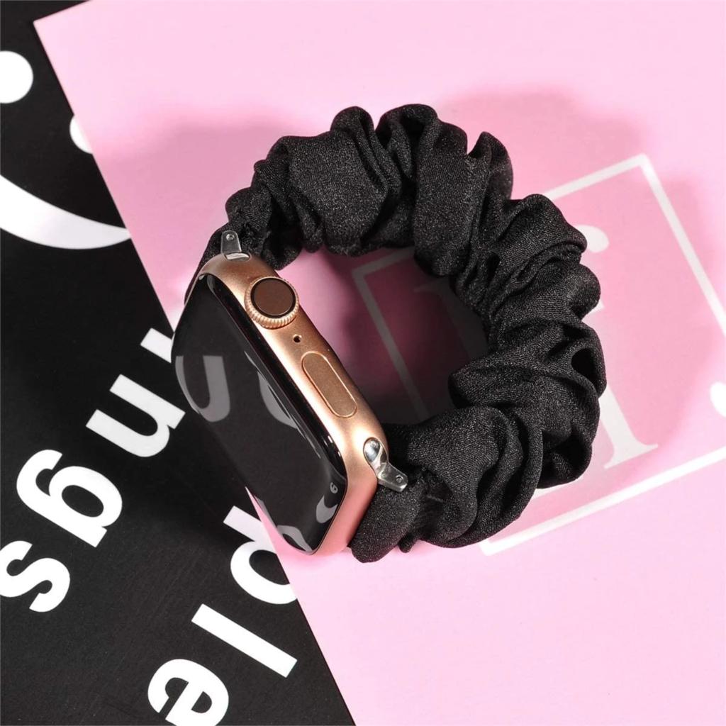 Scrunchie-Armband für Apple Watch Armband 44mm 40mm 41mm 45mm 38 42mm 49mm Elastisches Nylon-Armband iWatch Serie 3 6 se 7 8 9 ultra 2
